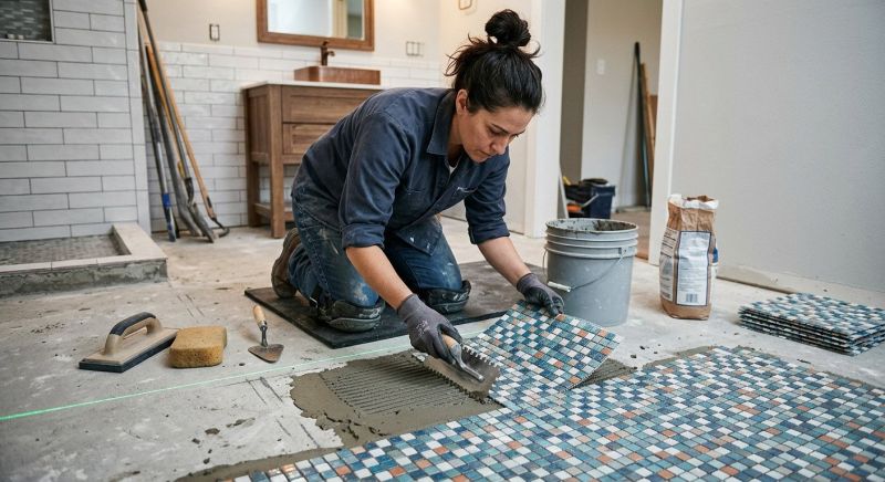 Mosaic Tile Floor Installation in Loudoun County, VA